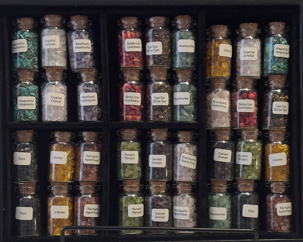 Wishing jars filled with one kind of mini crystals