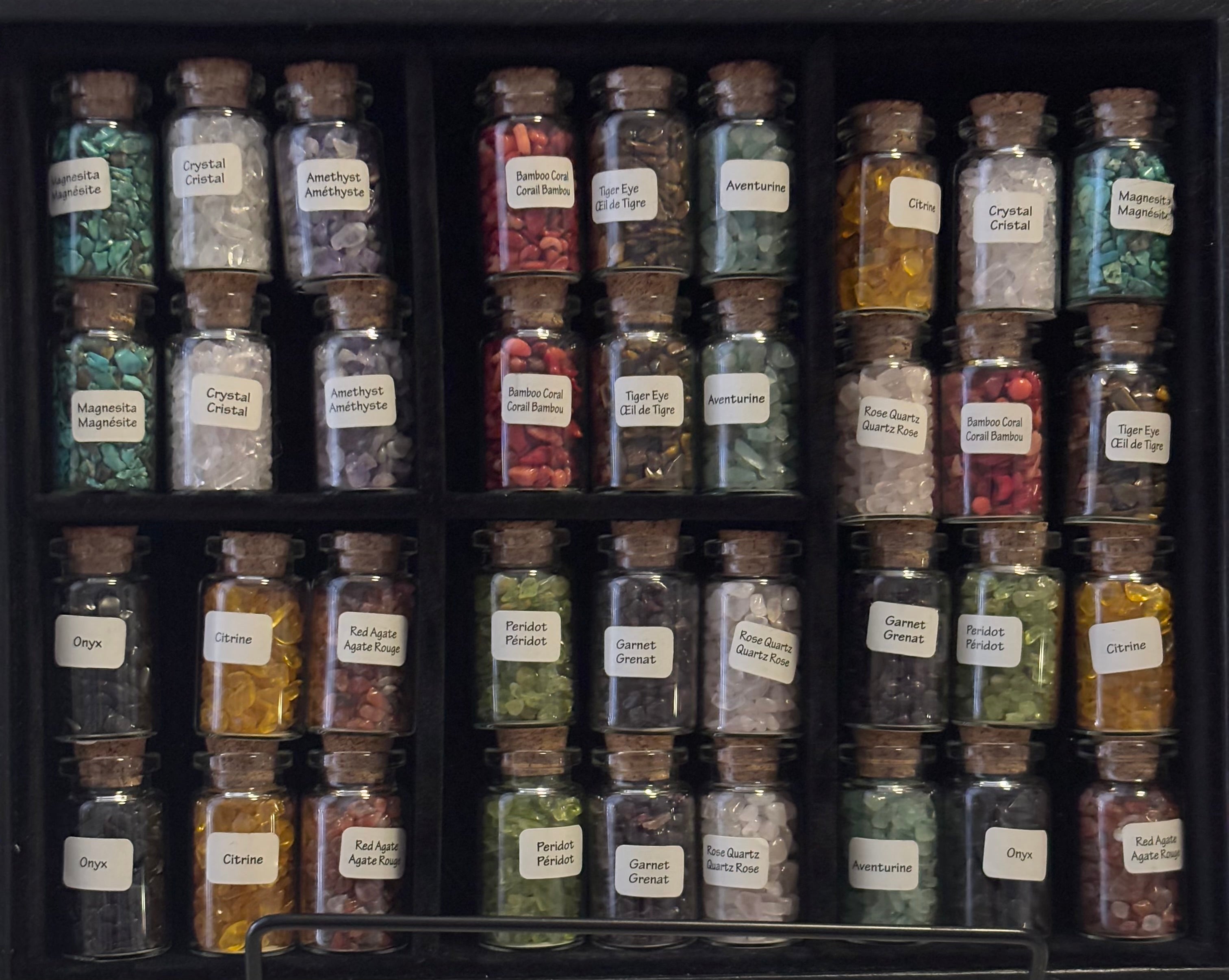Wishing jars filled with one kind of mini crystals