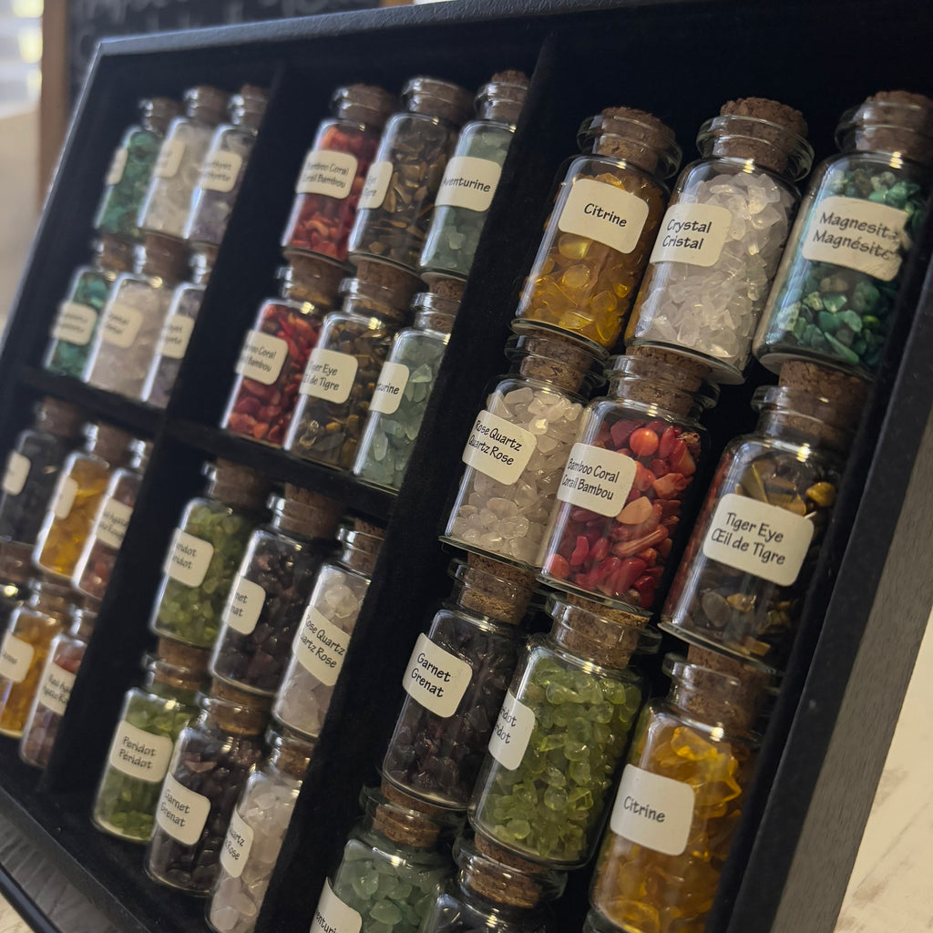 Wishing jars filled with fragrant dried Flowers and various  mini crystals (Copy)
